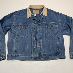 Schaefer Outfitter Legend Denim Jacket Made In USA Men Sz XL Custom Logo SPRUS